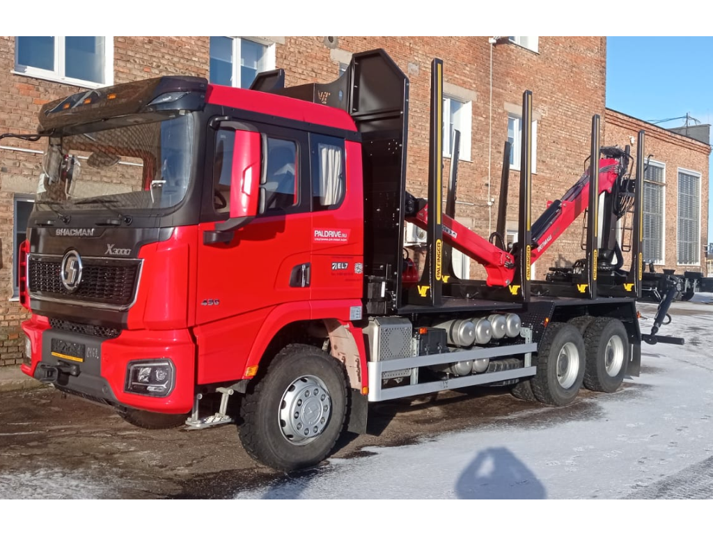 Лесовоз на шасси SHACMAN SX32586V384 с манипулятором ВМ10-74
